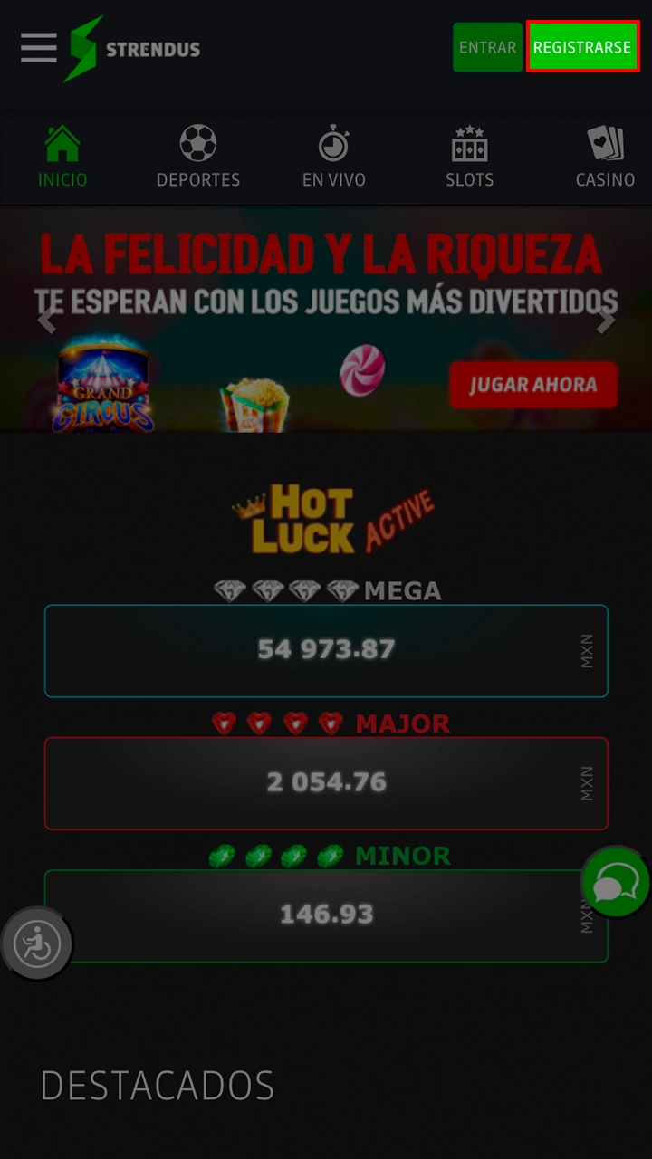 Proceda a registrarse en el sitio web de Strendus.