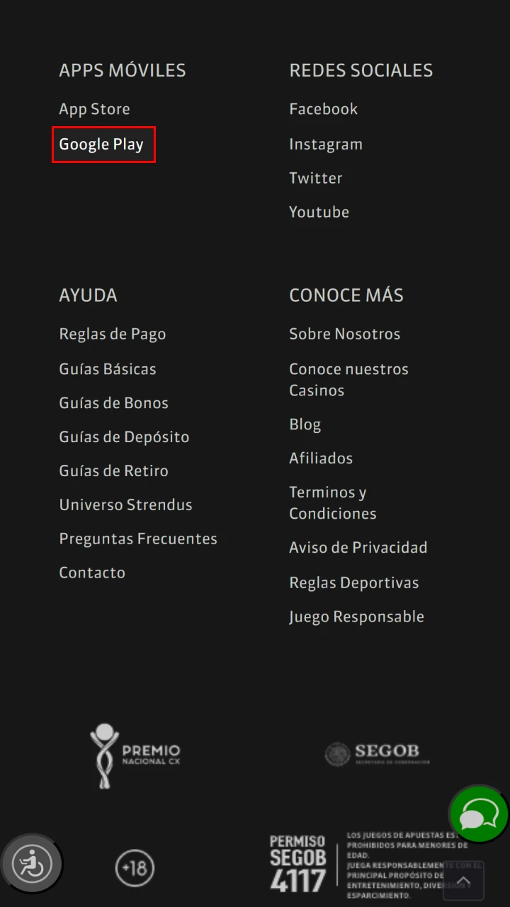 Abre Google Play en tu dispositivo para descargar Strendus casino.