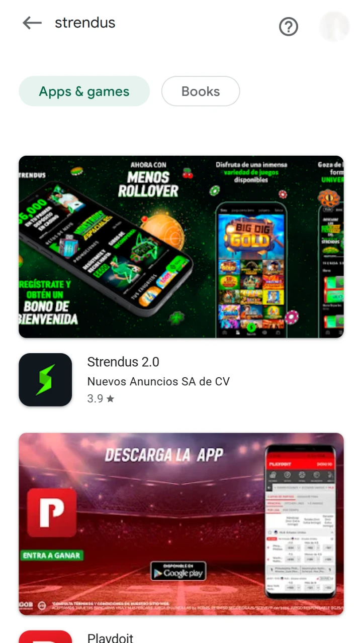 Busca la aplicación oficial de Strendus en Google Play fácilmente.