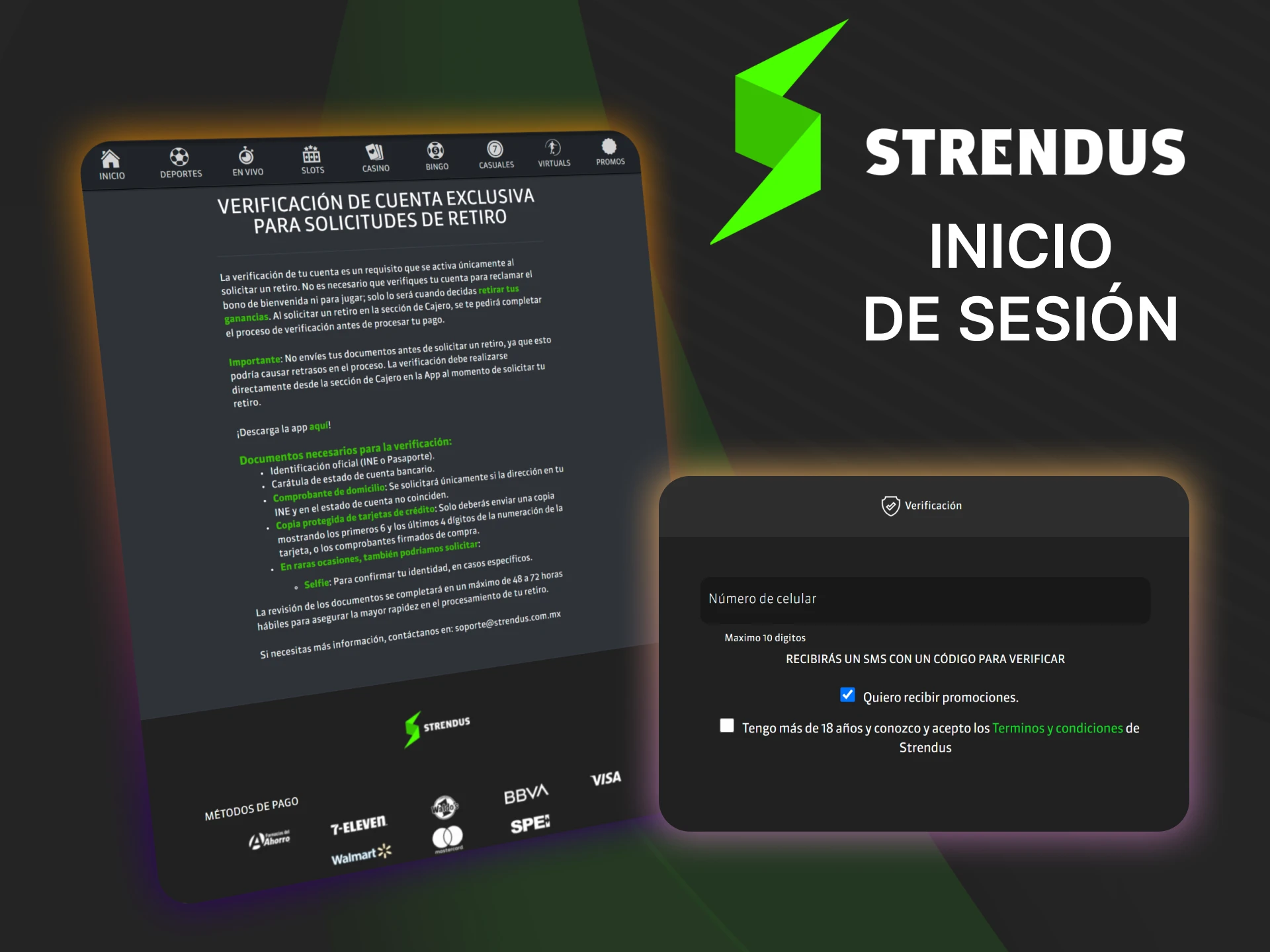 Confirme su identidad en Strendus con un documento oficial para poder retirar dinero.