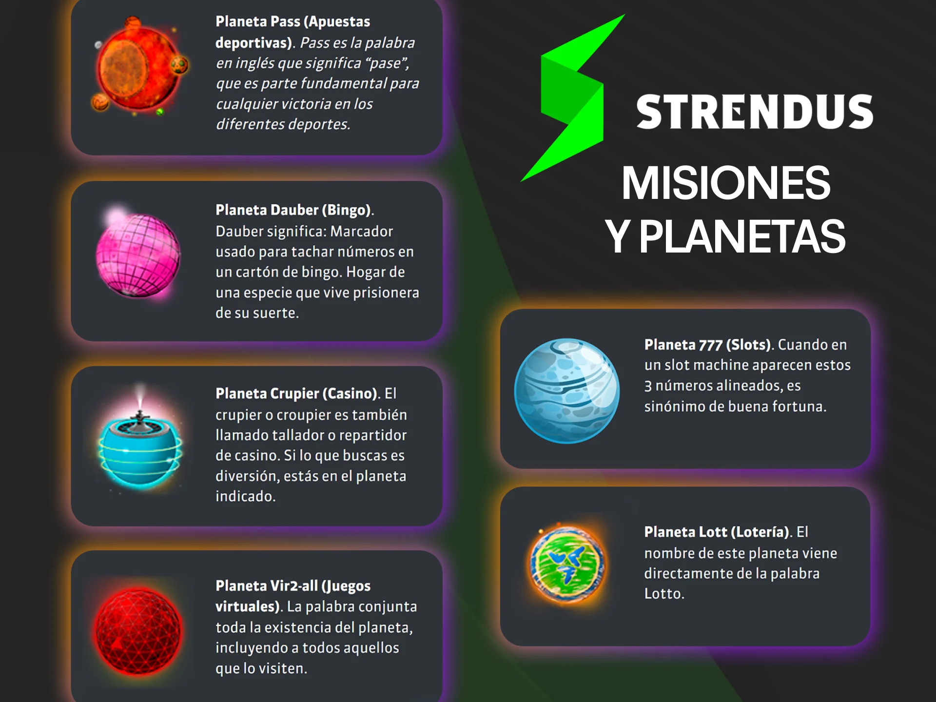 Descubre qué planetas llenan el universo Strendus.